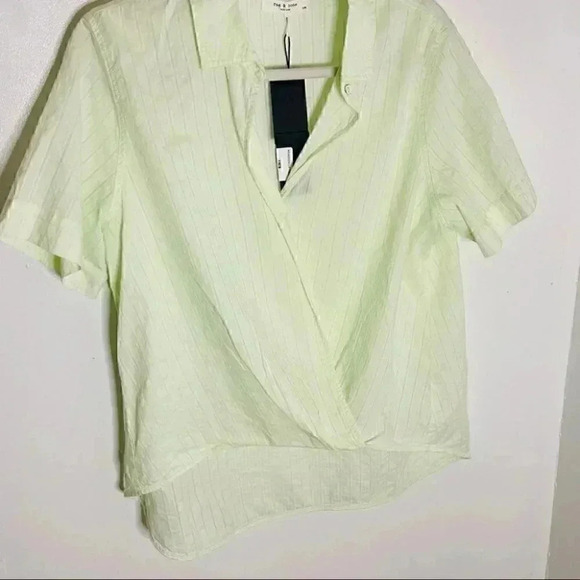 NWT Rag and Bone Kristine Faux Wrap High Lo Semi Sheer Striped Blouse - Picture 6 of 7